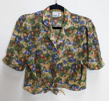 Load image into Gallery viewer, Sheer Floral Tie-Up Cropped Blouse - M
