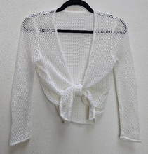 Load image into Gallery viewer, White Crochet Tie-Front Top - S

