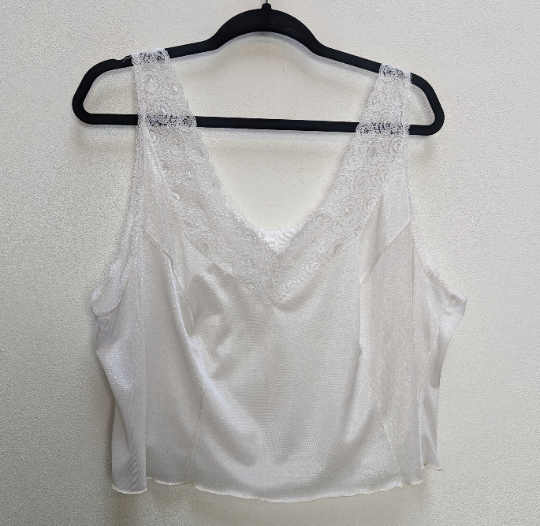 Sheer White Lacy Cropped Cami Top - XL