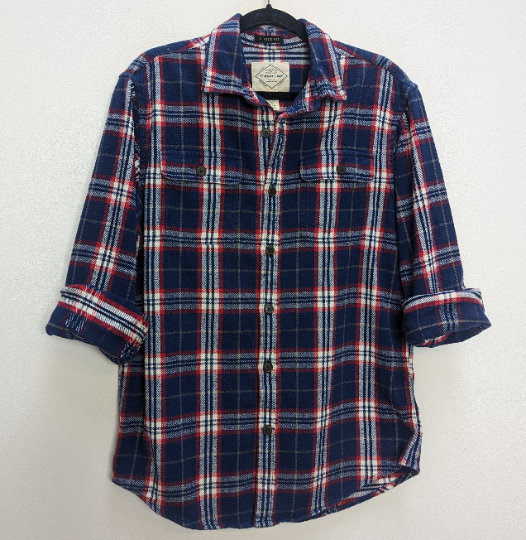 Blue + Red Check Flannel Shirt - M