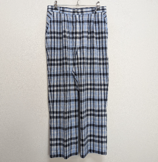 Blue Plaid Trousers - M
