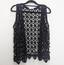 Load image into Gallery viewer, Black Net Sleeveless Cardigan - S
