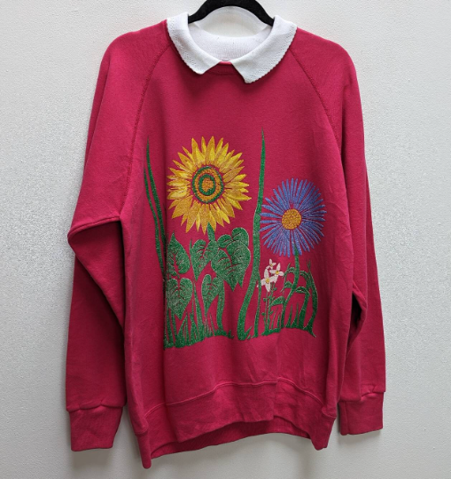 Pink Flower Sweatshirt - XL