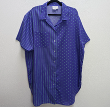 Load image into Gallery viewer, Purple Stripe + Polka Dot Shirt - XXL
