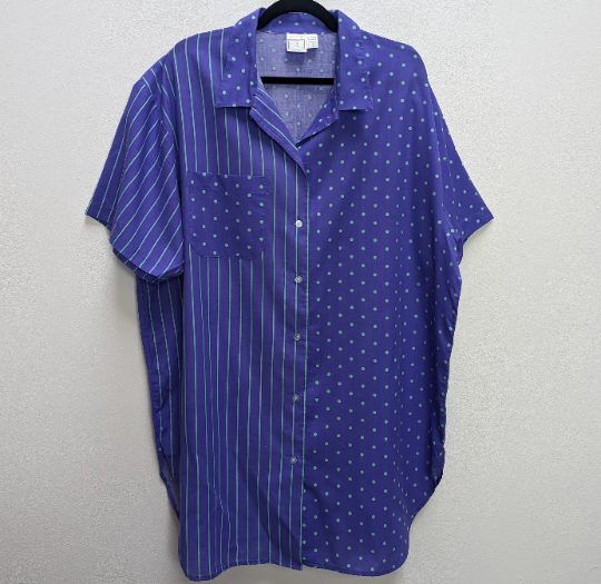 Purple Stripe + Polka Dot Shirt - XXL