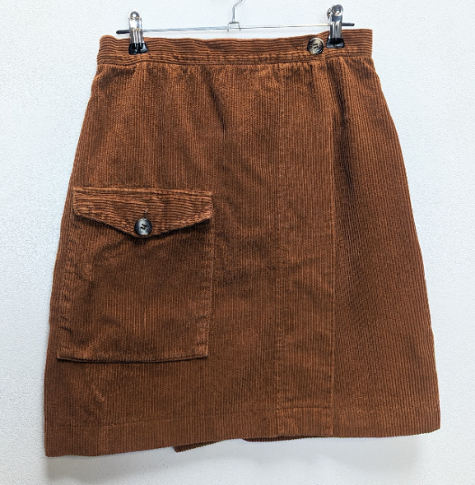 Orange Corduroy Wrap Mini-Skirt - S