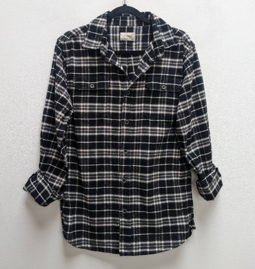 Black Plaid Flannel Shirt - S