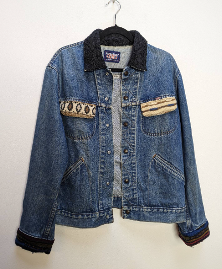 Blue Denim Jacket with Patches - S