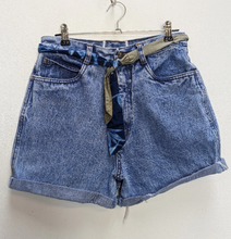 Load image into Gallery viewer, Blue Denim Shorts with Ribbon Belt - S
