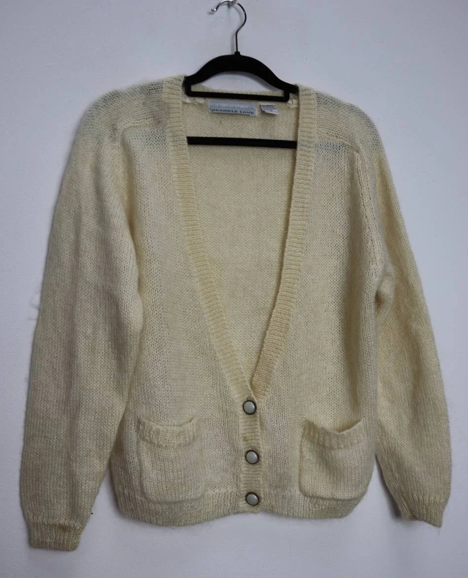 White Mohair Cardigan - M