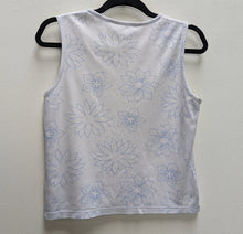 Load image into Gallery viewer, White + Blue Floral Top with Sequins - M
