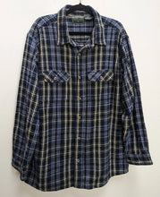 Load image into Gallery viewer, Blue, Black + White Check Flannel Shirt - XL
