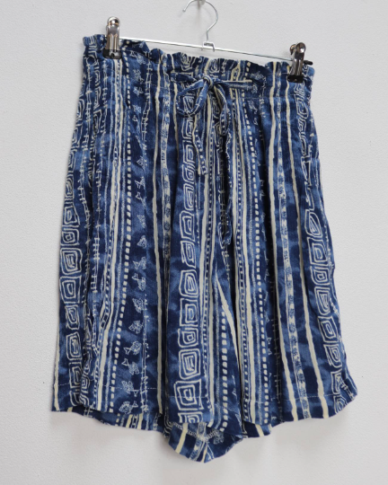 Blue + White Patterned Shorts - S