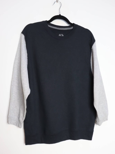 Black + Grey Colourblock Sweatshirt - M