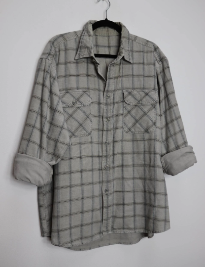 Grey Check Corduroy Shirt - L