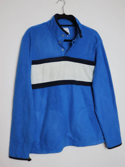 Blue Stripe Fleece Sweatshirt - L