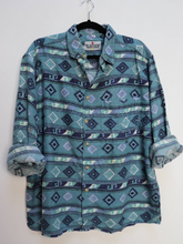 Load image into Gallery viewer, Turquoise Blue Geometric Shirt - XL
