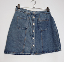 Load image into Gallery viewer, Blue Denim Button-Down Mini-Skirt - S
