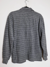 Load image into Gallery viewer, Grey Stripe Half-Zip Fleece Sweatshirt - S
