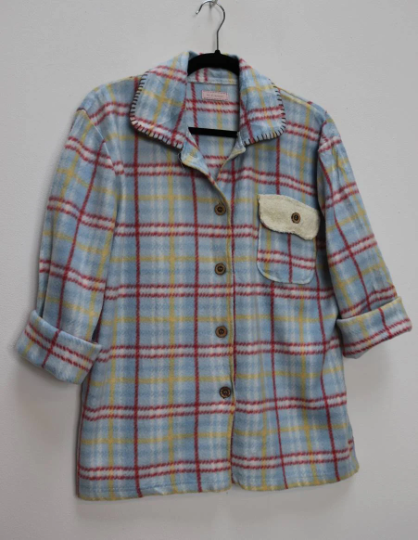 Blue Checkered Fleece Shirt - M
