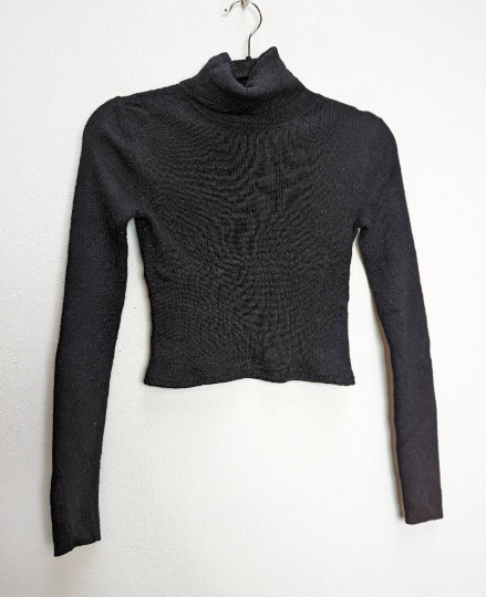 Black Turtleneck Cropped Knit - S