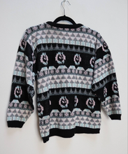 Load image into Gallery viewer, Black, Pink + Blue Patterned Jumper - S
