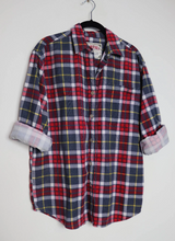 Load image into Gallery viewer, Red + Navy Plaid Corduroy Shirt - S
