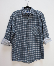 Load image into Gallery viewer, Grey Plaid Flannel Shirt - M
