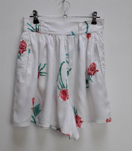 Load image into Gallery viewer, White Floral High-Waisted Shorts - S
