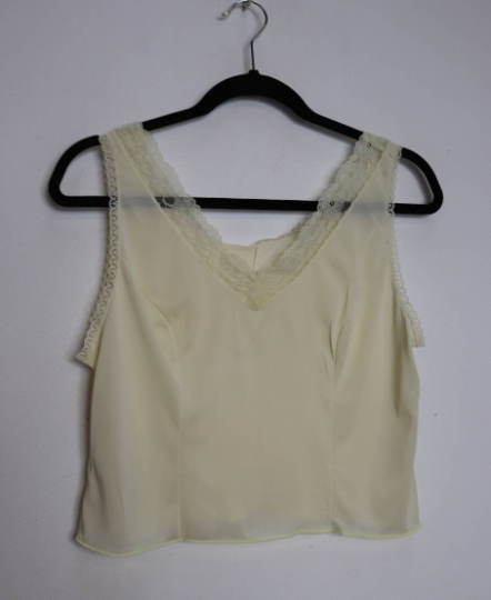 Pale Yellow Lacy Cropped Cami Top - S