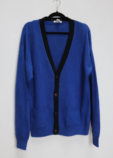 Blue Wool Cardigan - XL