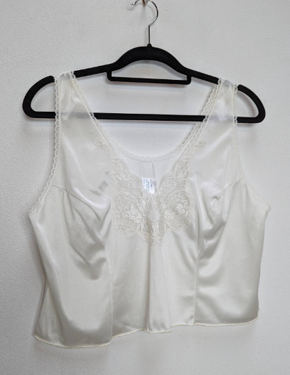 Sheer White Lacy Crop Top - M