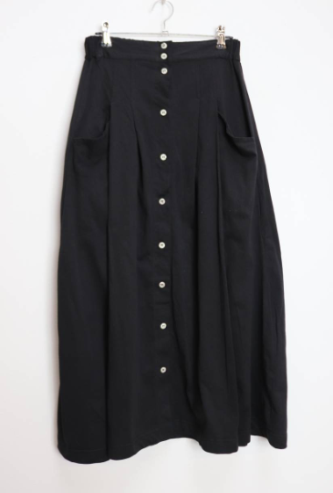 Black Button-Down Midi-Skirt - S