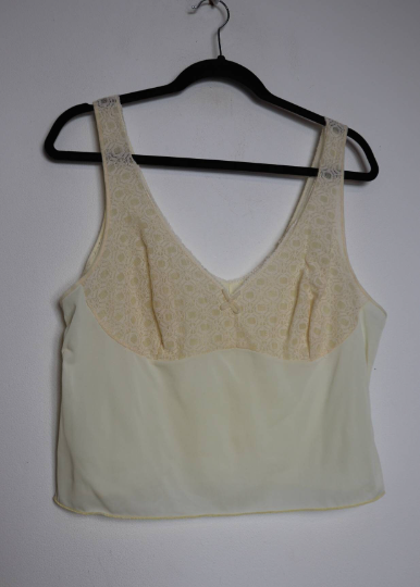 Sheer White Lacy Crop Top - L