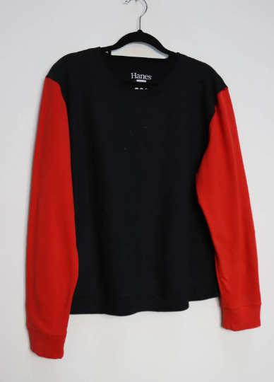 Black + Red Colourblock Sweatshirt - L