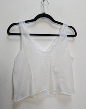 Load image into Gallery viewer, Sheer White Lacy Crop Top with Gems - S
