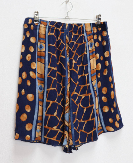 Brown + Blue Patterned Shorts - M