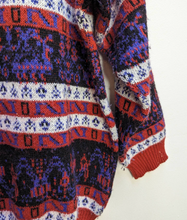 Load image into Gallery viewer, Red + Purple Patterned Jumper - L
