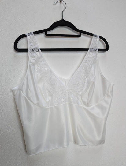 Sheer White Lacy Crop Top - M