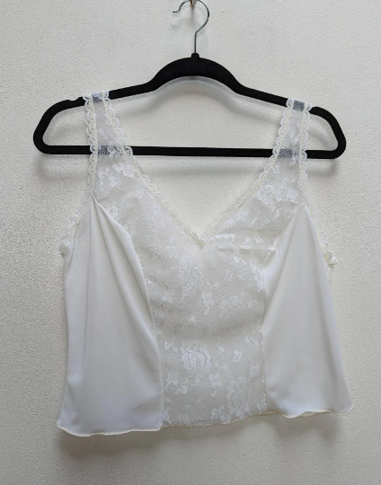 Sheer White Lacy Crop Top - S