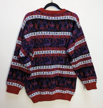 Load image into Gallery viewer, Red + Purple Patterned Jumper - L
