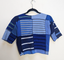 Load image into Gallery viewer, Blue Patchwork Crop Top - M
