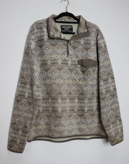 Grey Patterned Fleece Sweatshirt - XL