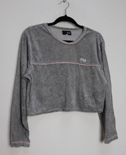 Load image into Gallery viewer, Fila Grey Velvet Cropped Sweatshirt - L
