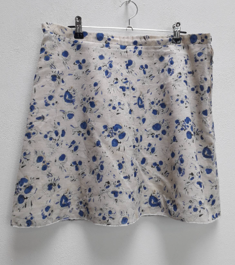 Blue + White Floral Mini-Skirt - L