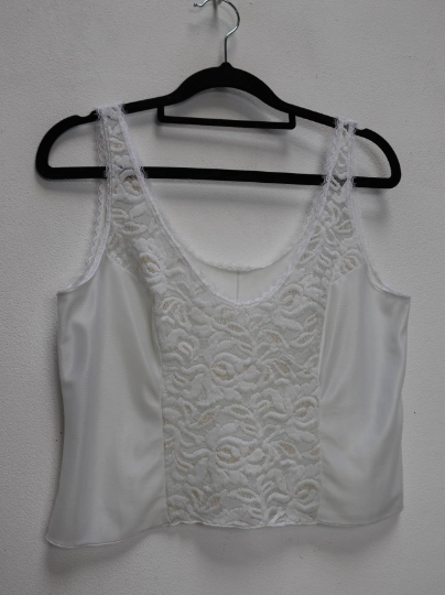 Sheer White Lacy Cropped Cami Top - S