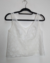 Load image into Gallery viewer, Sheer White Lacy Crop Top - M
