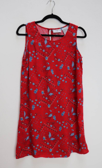 Red + Blue Paisley Mini-Dress - M