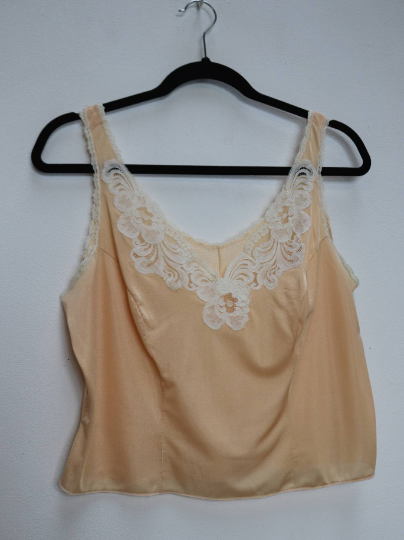 Sheer Orange Lacy Cropped Cami Top - L