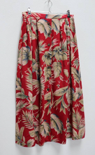 Load image into Gallery viewer, Red Leaf Pattern Button-Down Midi-Skirt - M
